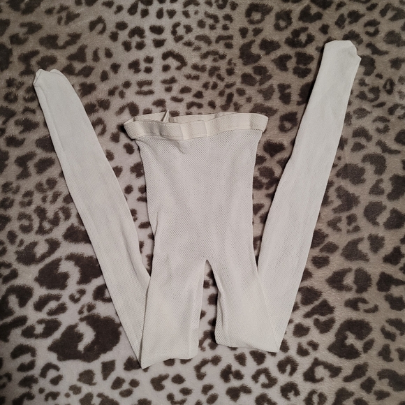 White Fishnet Stockings Tights Stretchy Women's OS Size One Size Stretch - Picture 2 of 2